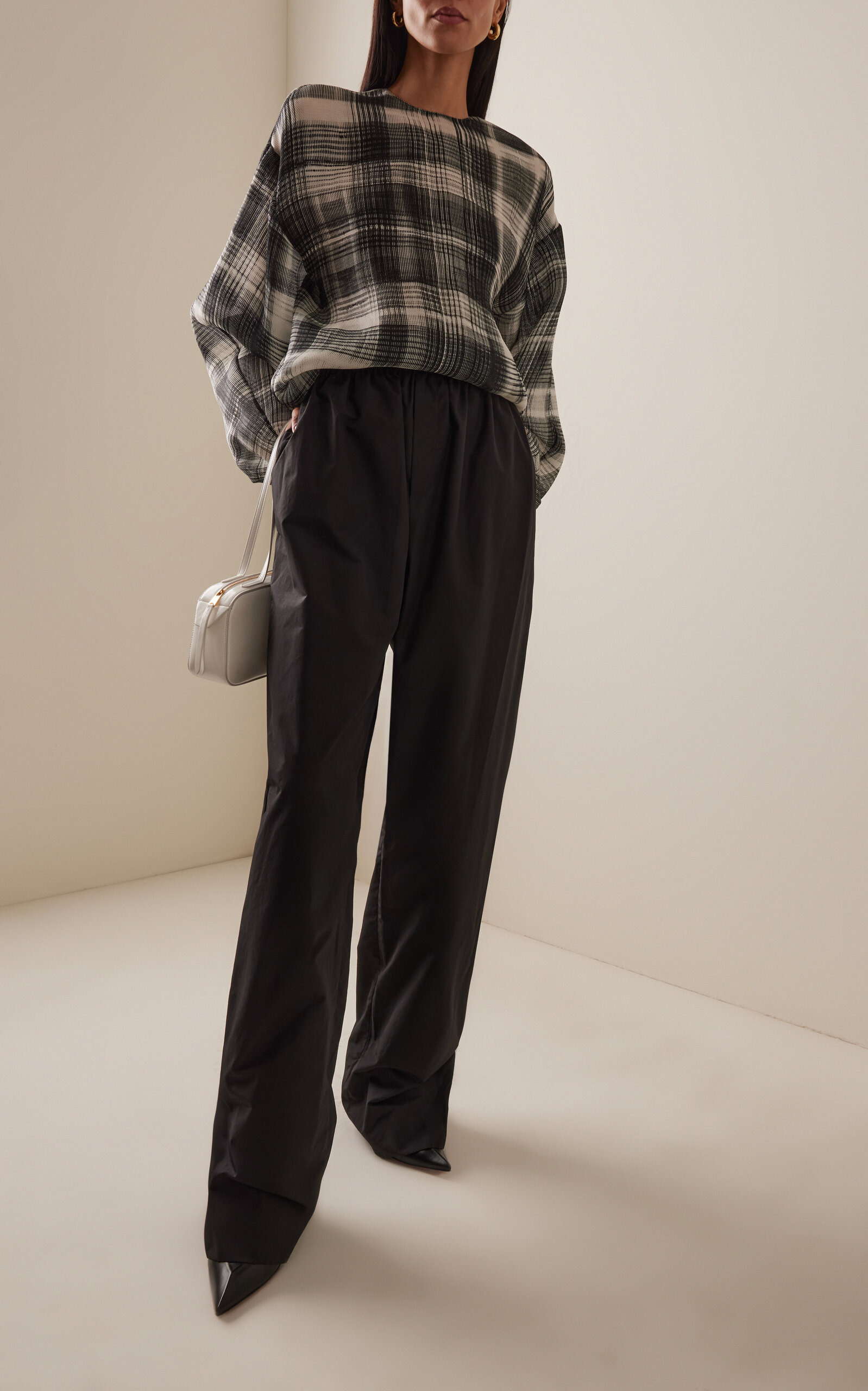 The Teagan Cotton-Blend Straight-Leg Pants black - 2