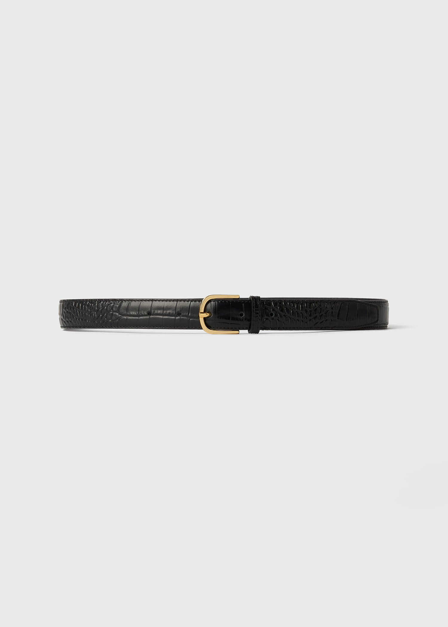 Slim trouser leather belt black croco - 7