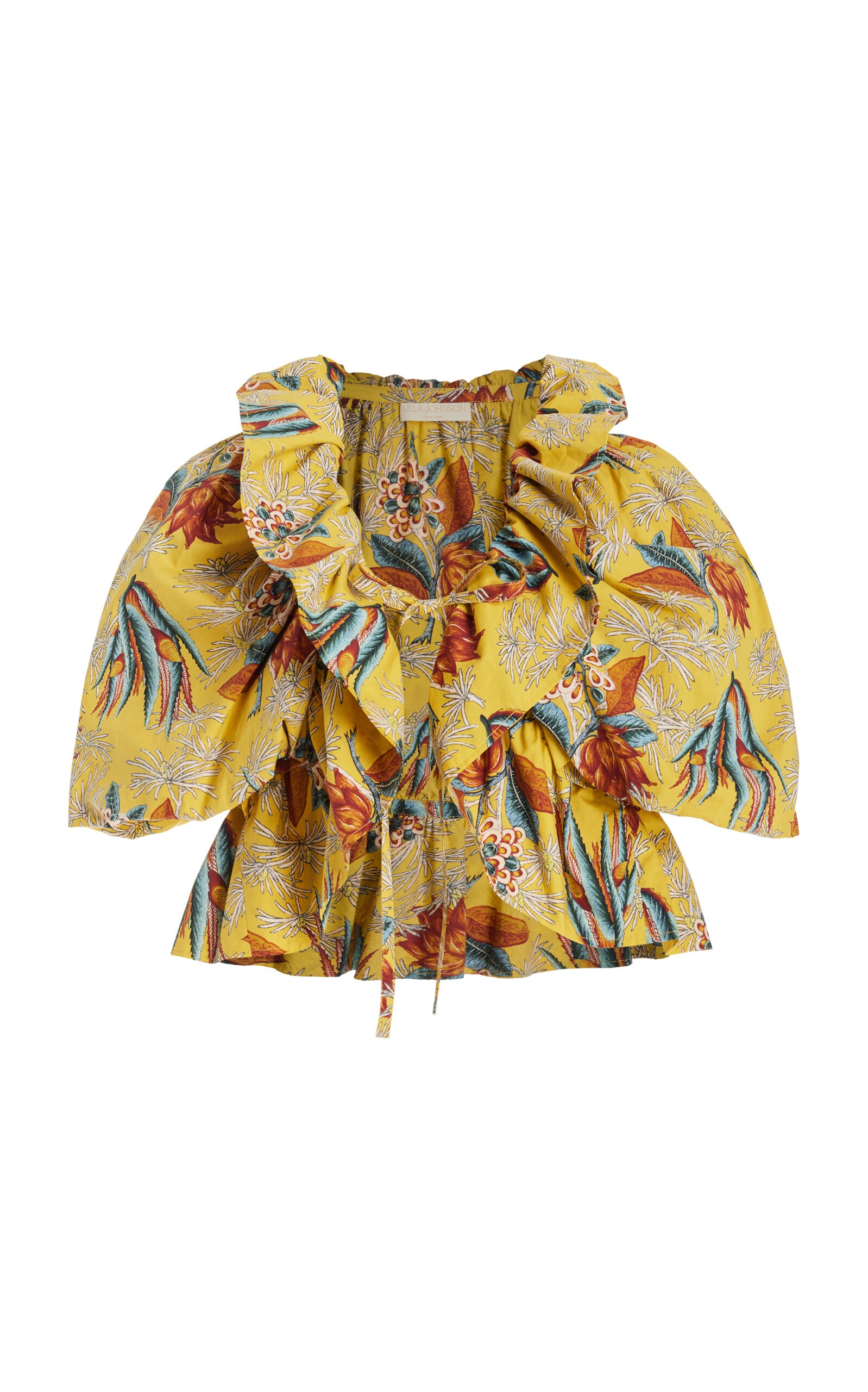 Elenora Ruffled Cotton Cropped Jacket floral - 1