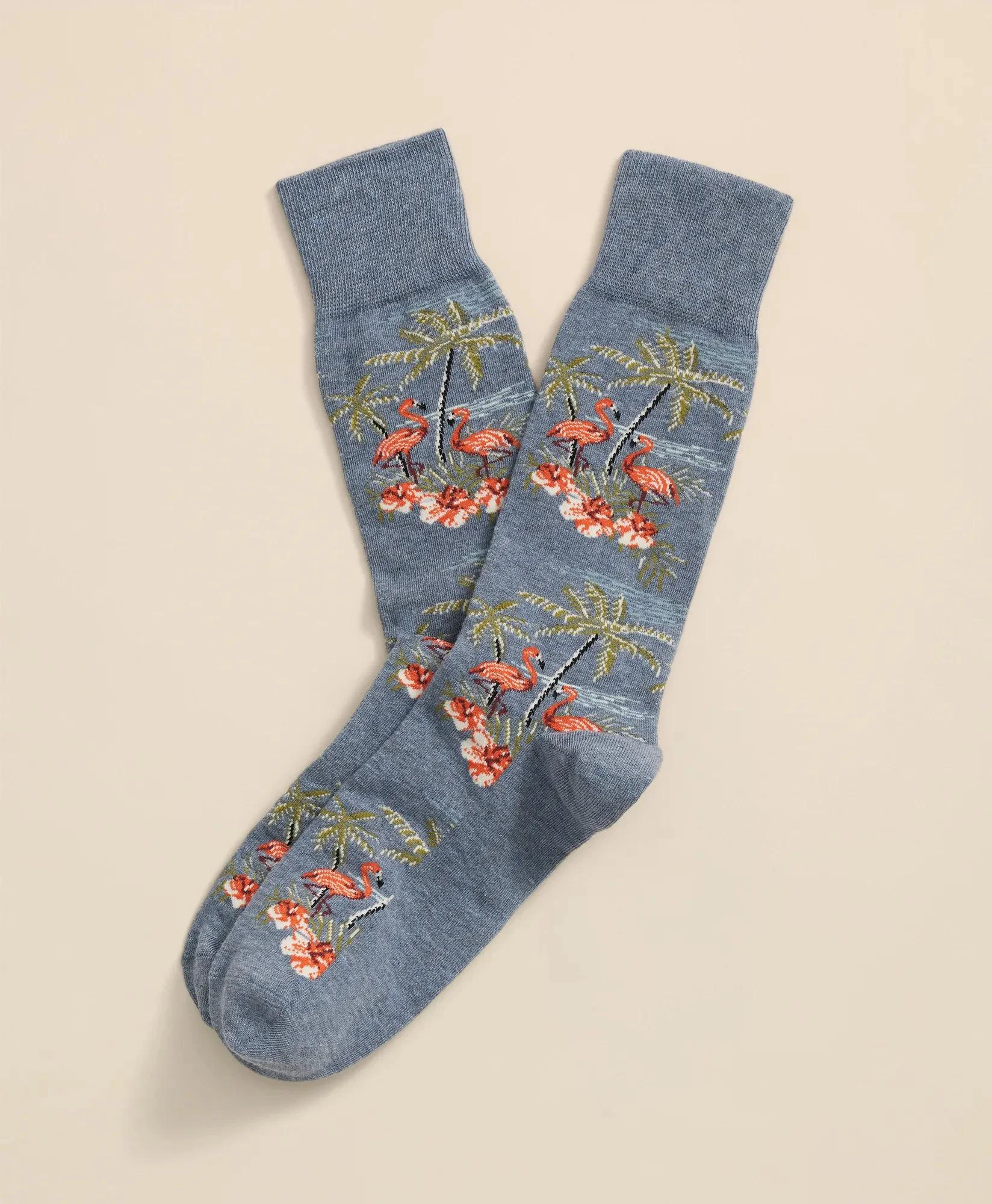 Cotton Blend Flamingo Motif Socks - 1