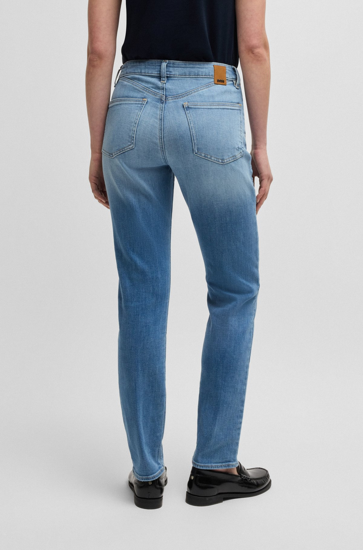 SLIM-FIT JEANS IN WASHED BLUE STRETCH DENIM - 4