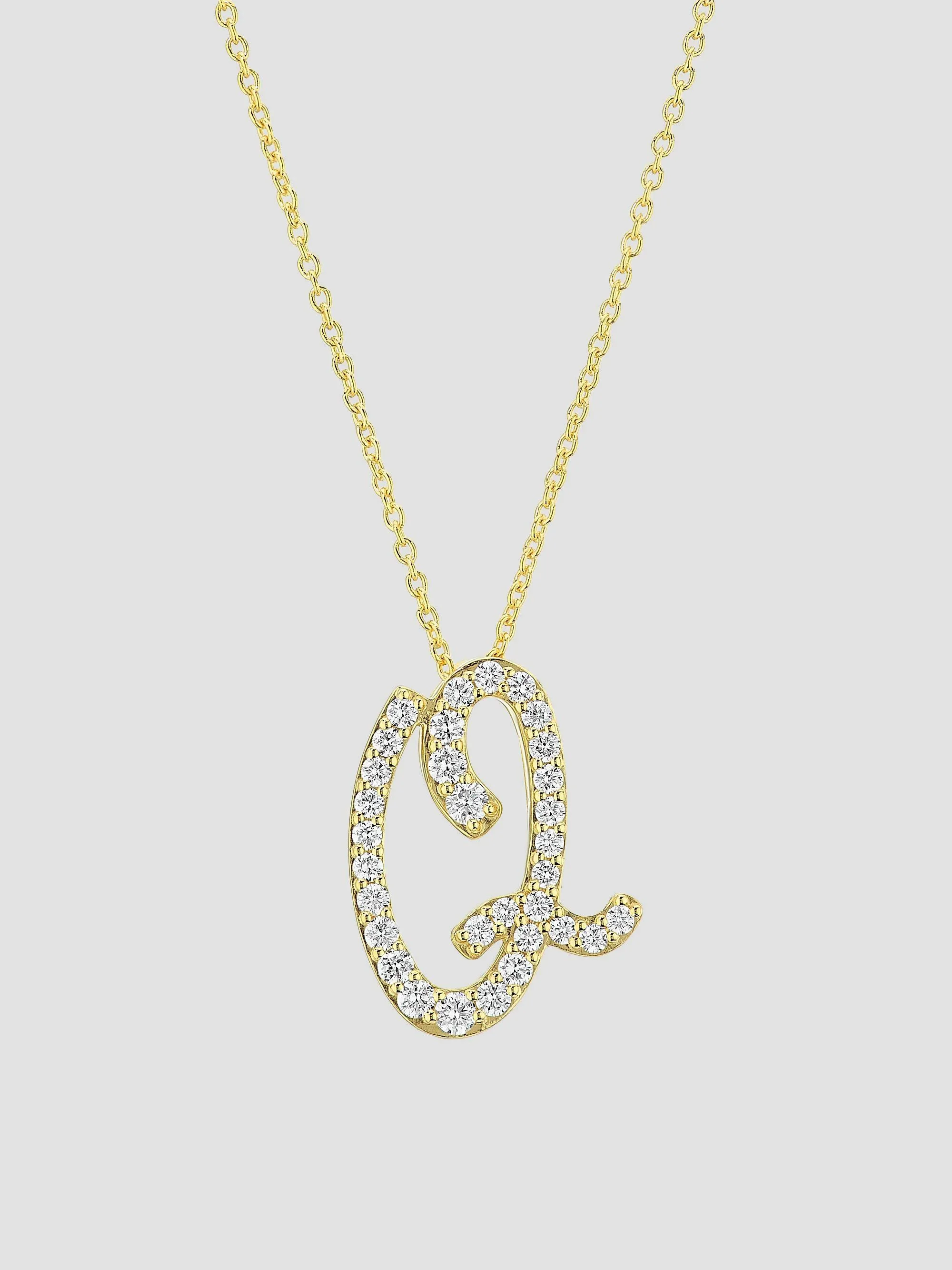 Women's Tiny Treasures Script Initial 18K Yellow Gold, Ruby & 0.24-0.34 TCW Diamond Pendant Necklace - 1