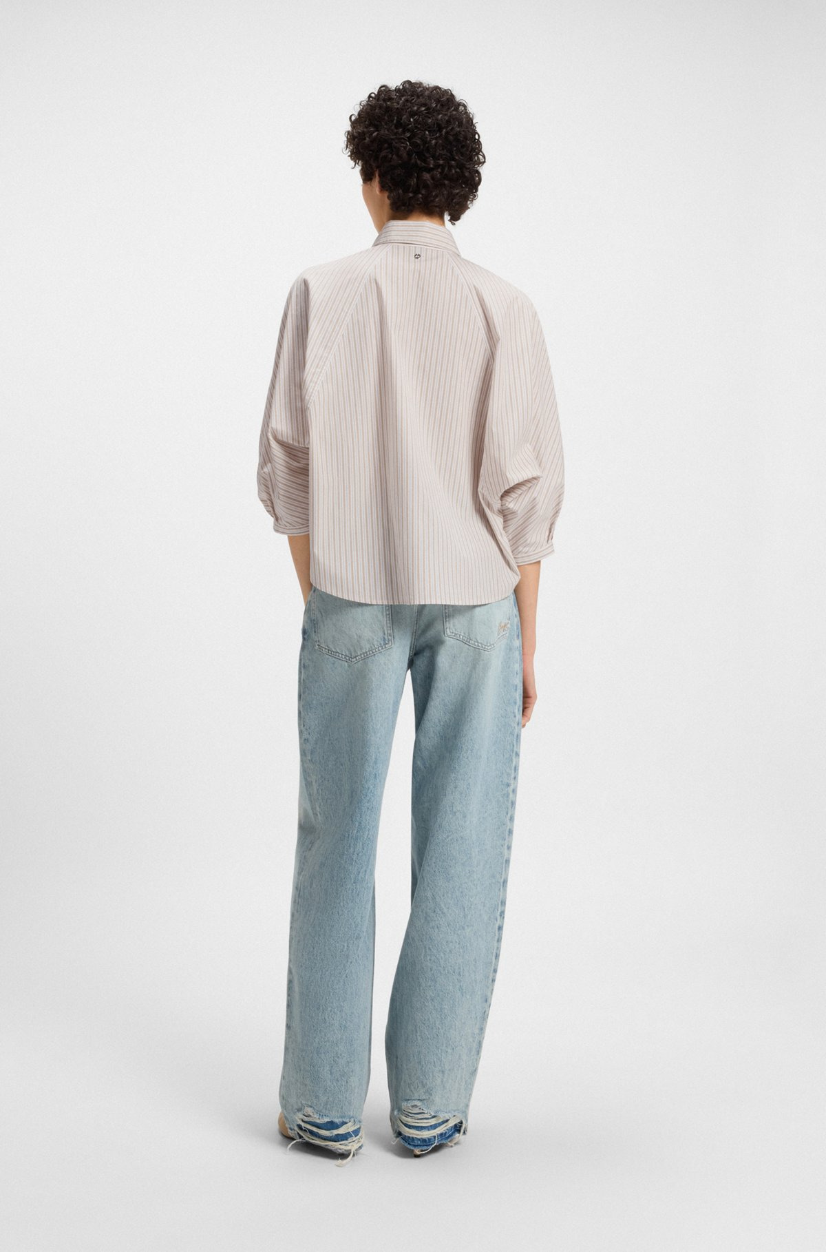 RELAXED-FIT BLOUSE IN STRIPED COTTON POPLIN - 5