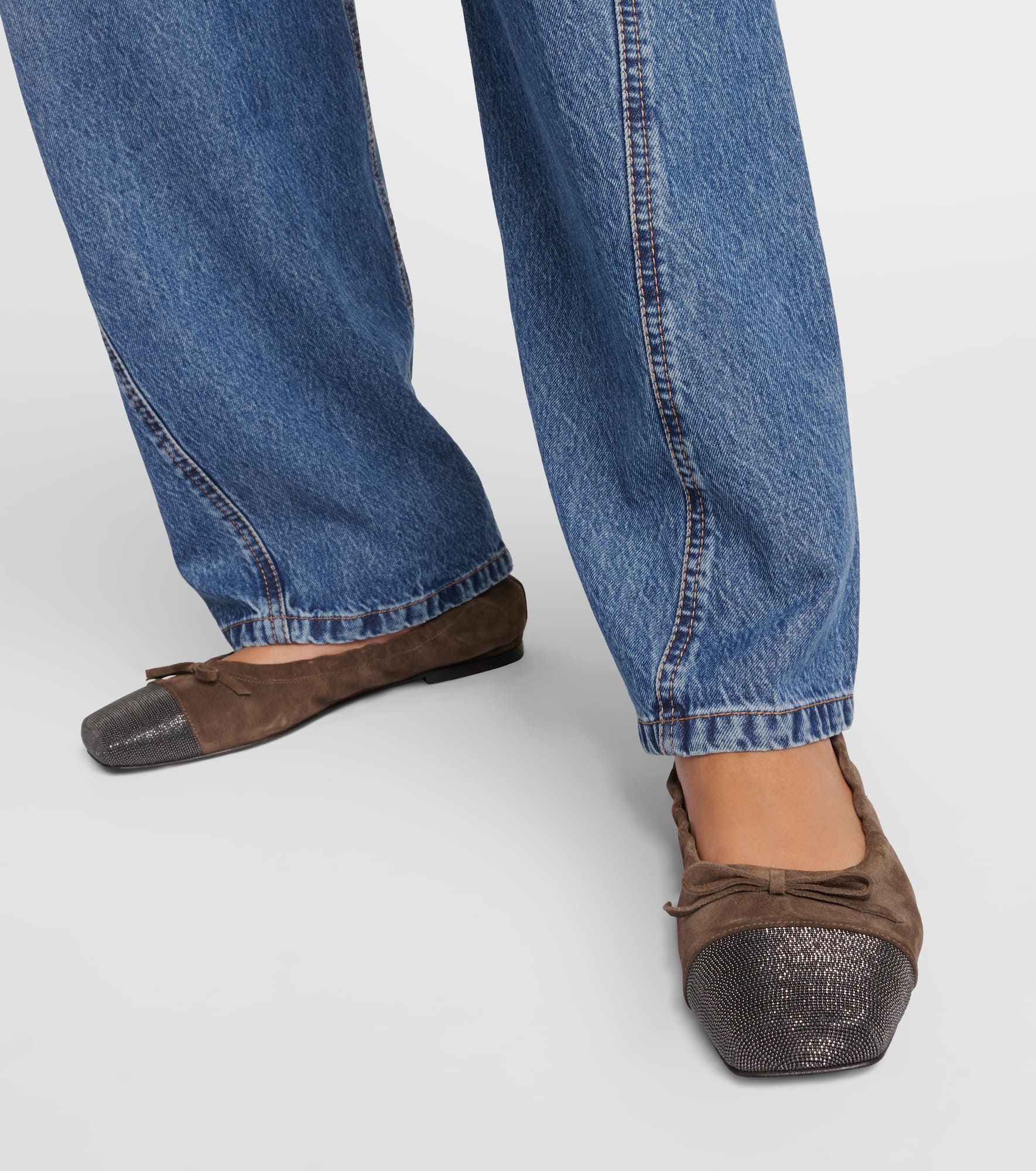 Embellished suede ballet flats - 4