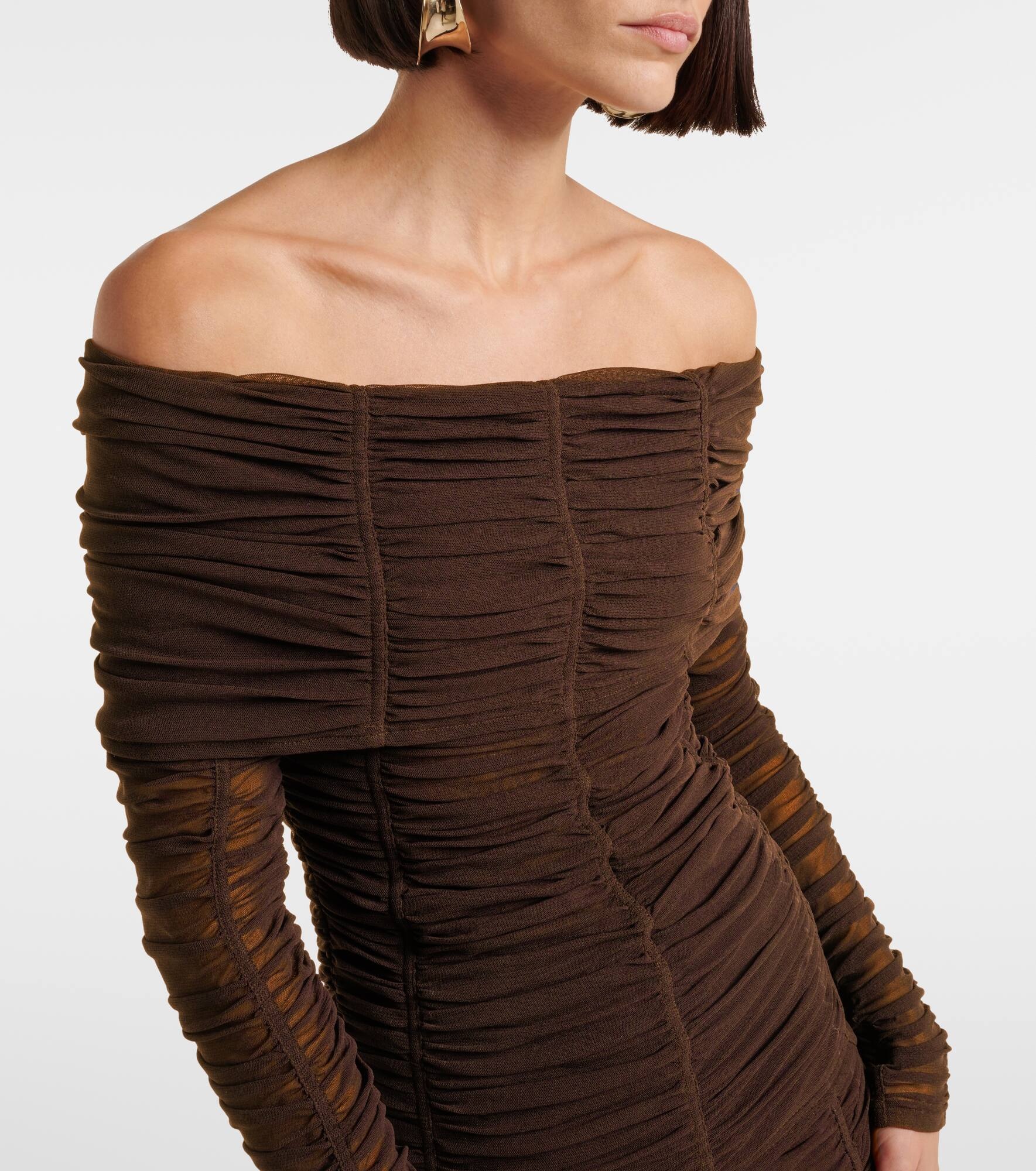 Ruched off-shoulder jersey top - 4