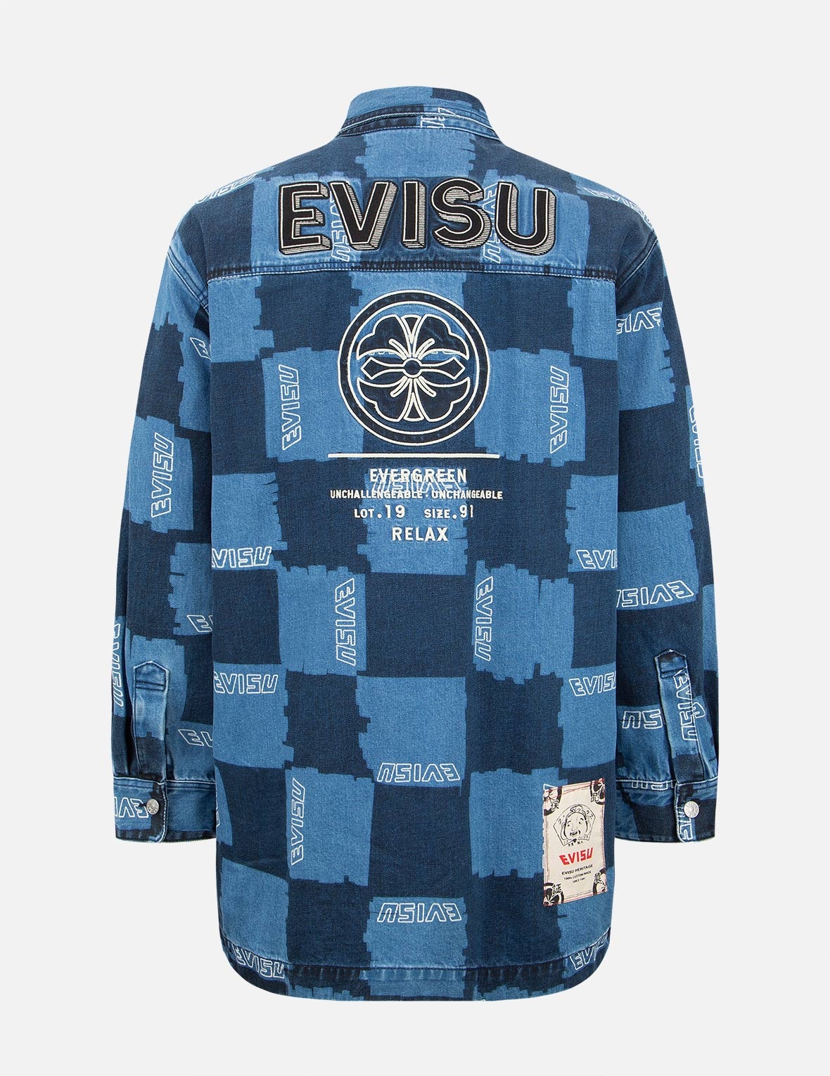 Allover Check Pattern Print Denim Shirt Jacket - 2