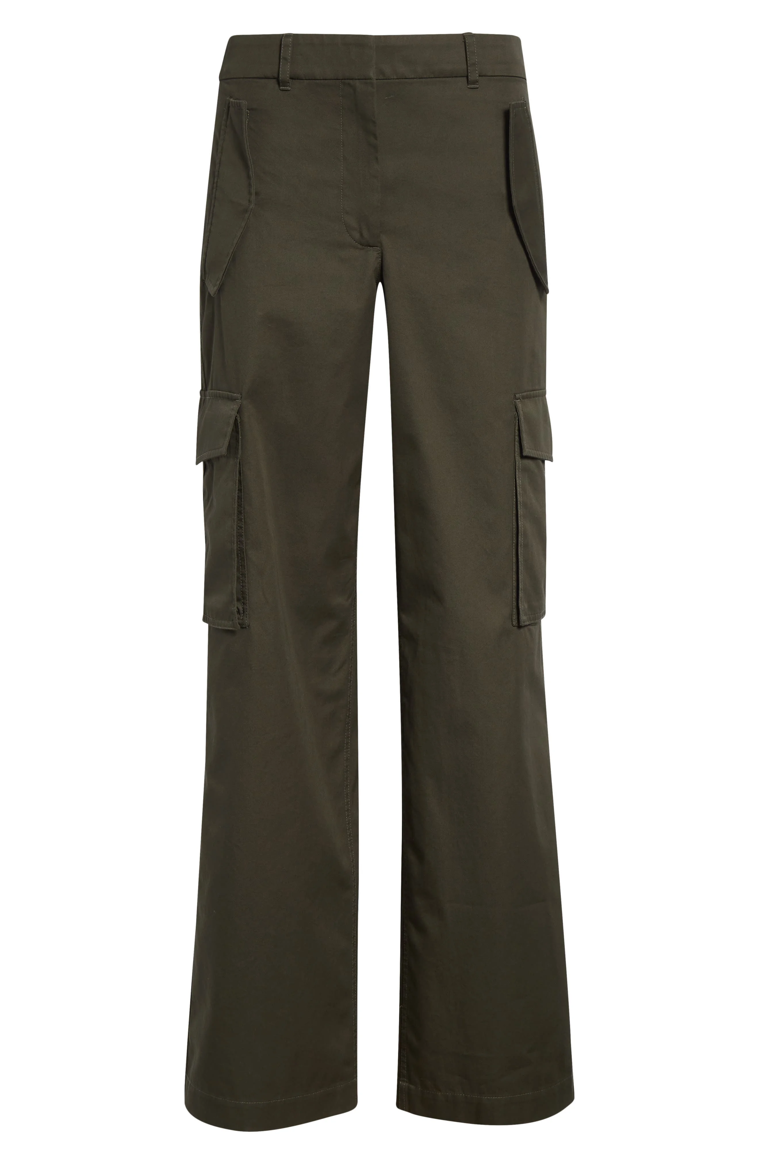 burberry Check Trim Gabardine Cargo Trousers in Marrow Green at Nordstrom - 1