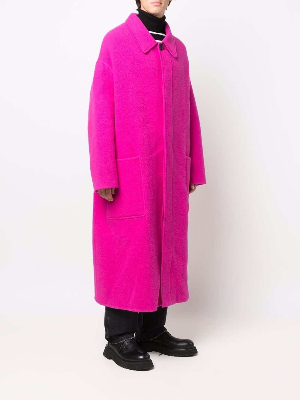 oversize wool single-breasted coat - 4