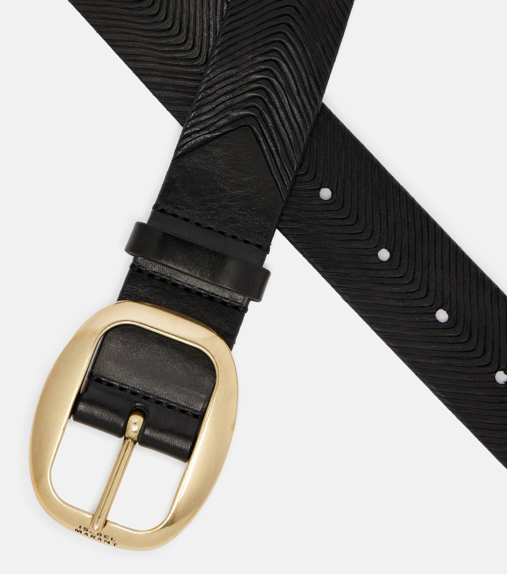 Embossed leather belt - 3
