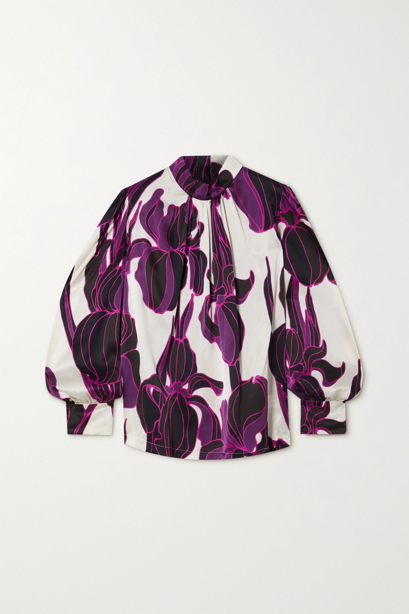 Floral-print silk-satin blouse - 1