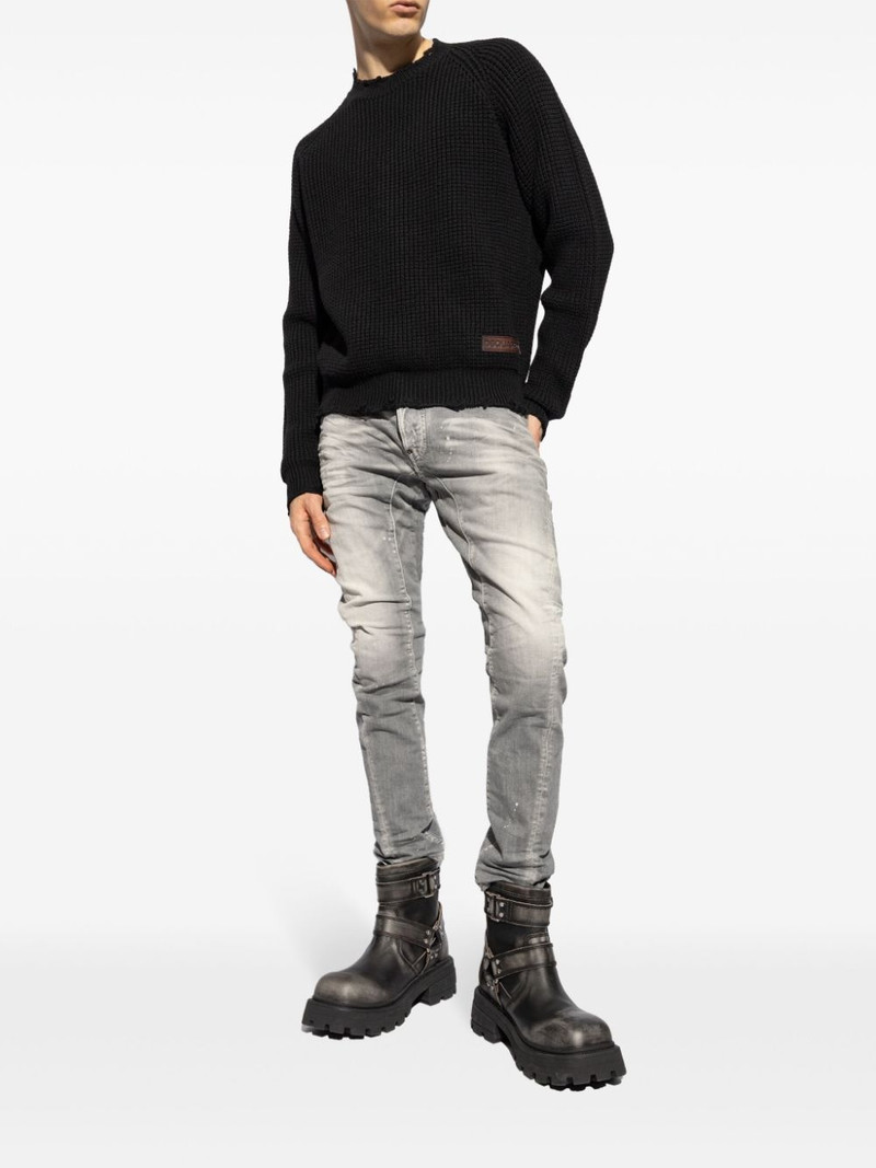 DSQUARED2 logo-patch waffle-knit jumper outlook