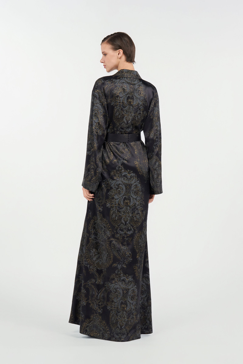 Ornamental Black Silk Kimono Dress 4