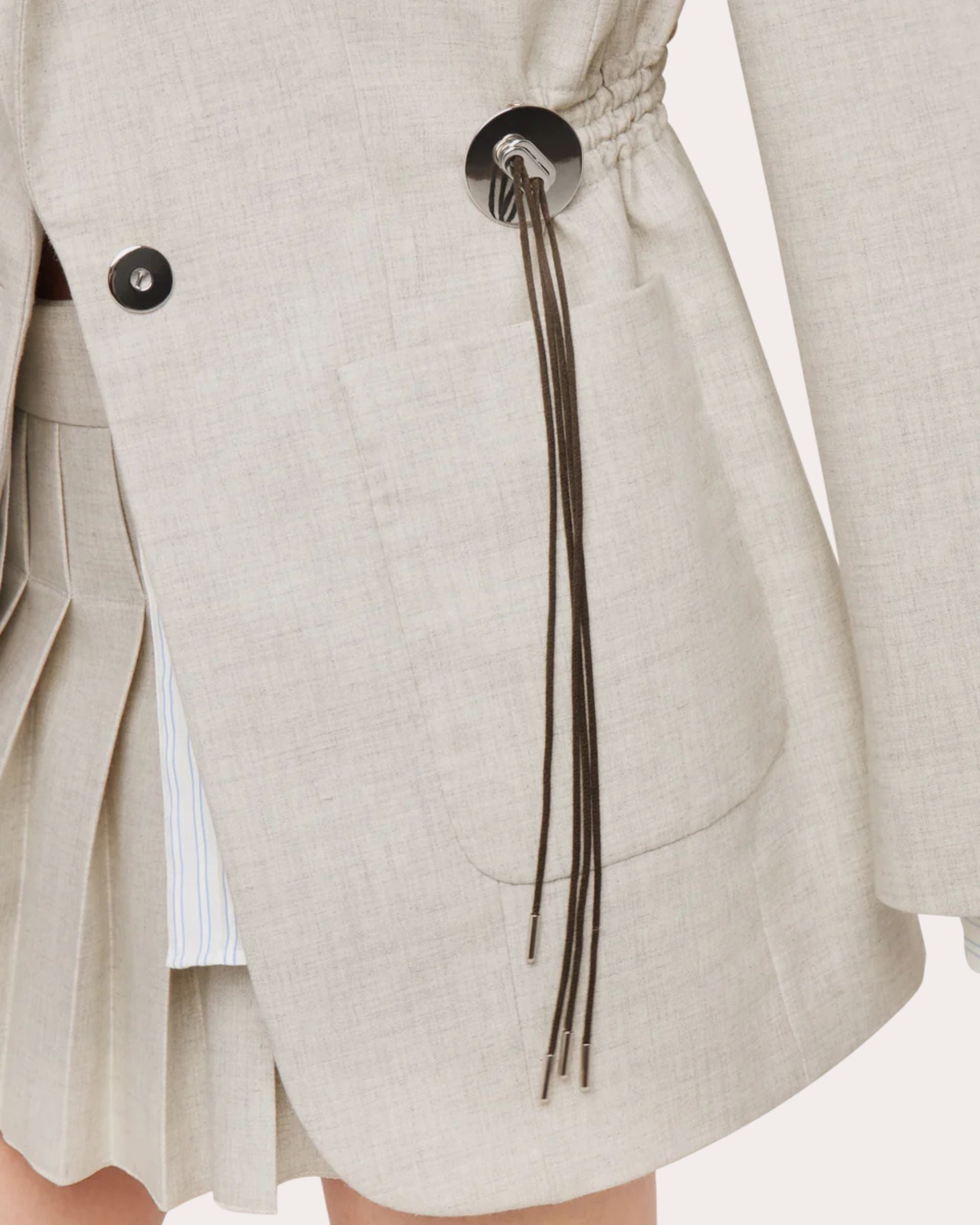 Mottled Wool Drawstring Blazer - 5