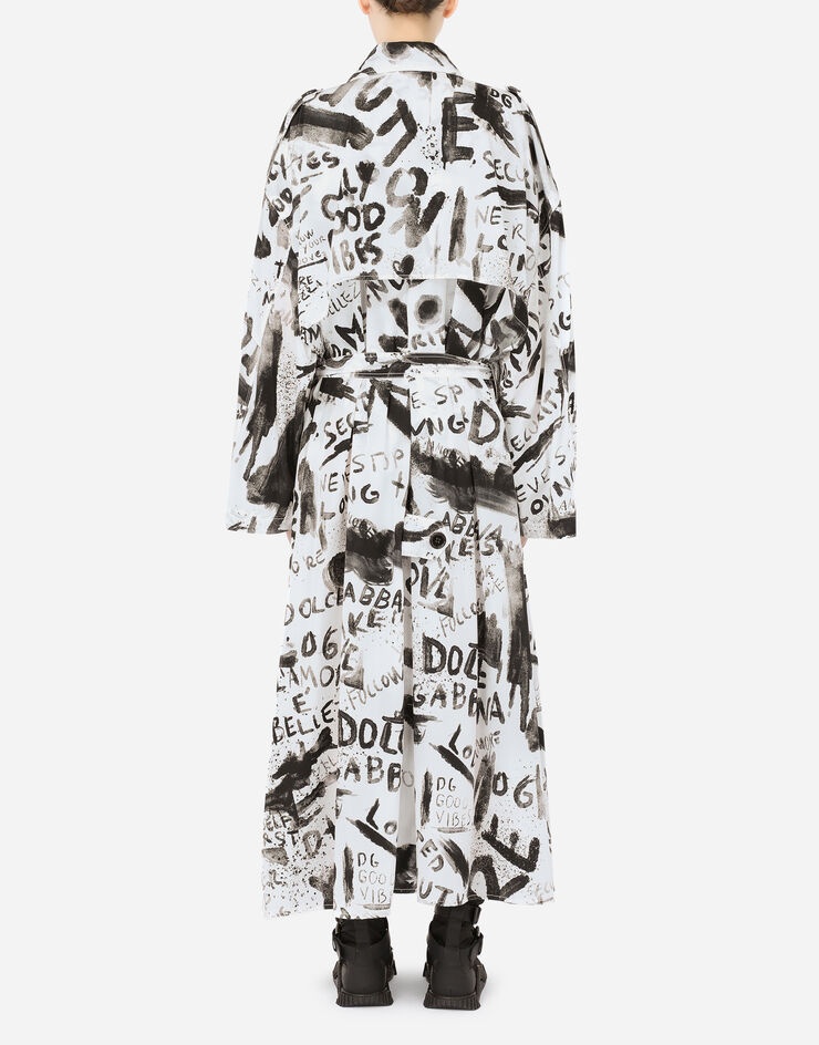 Nylon trench coat with DG graffiti print - 2