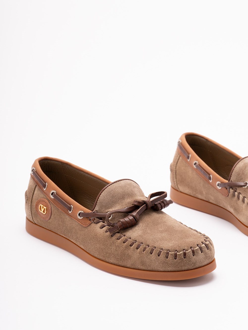 `Valentino Garavani Palm Avenue` Leather Boat Shoes - 5
