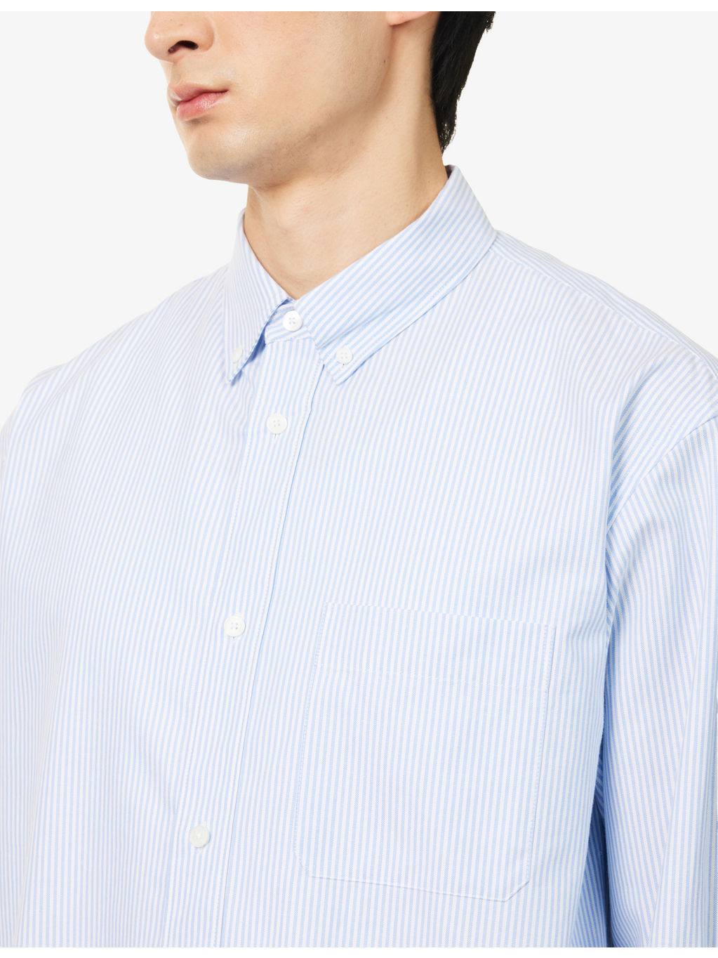 Striped Patch-Pocket Cotton Shirt - 5
