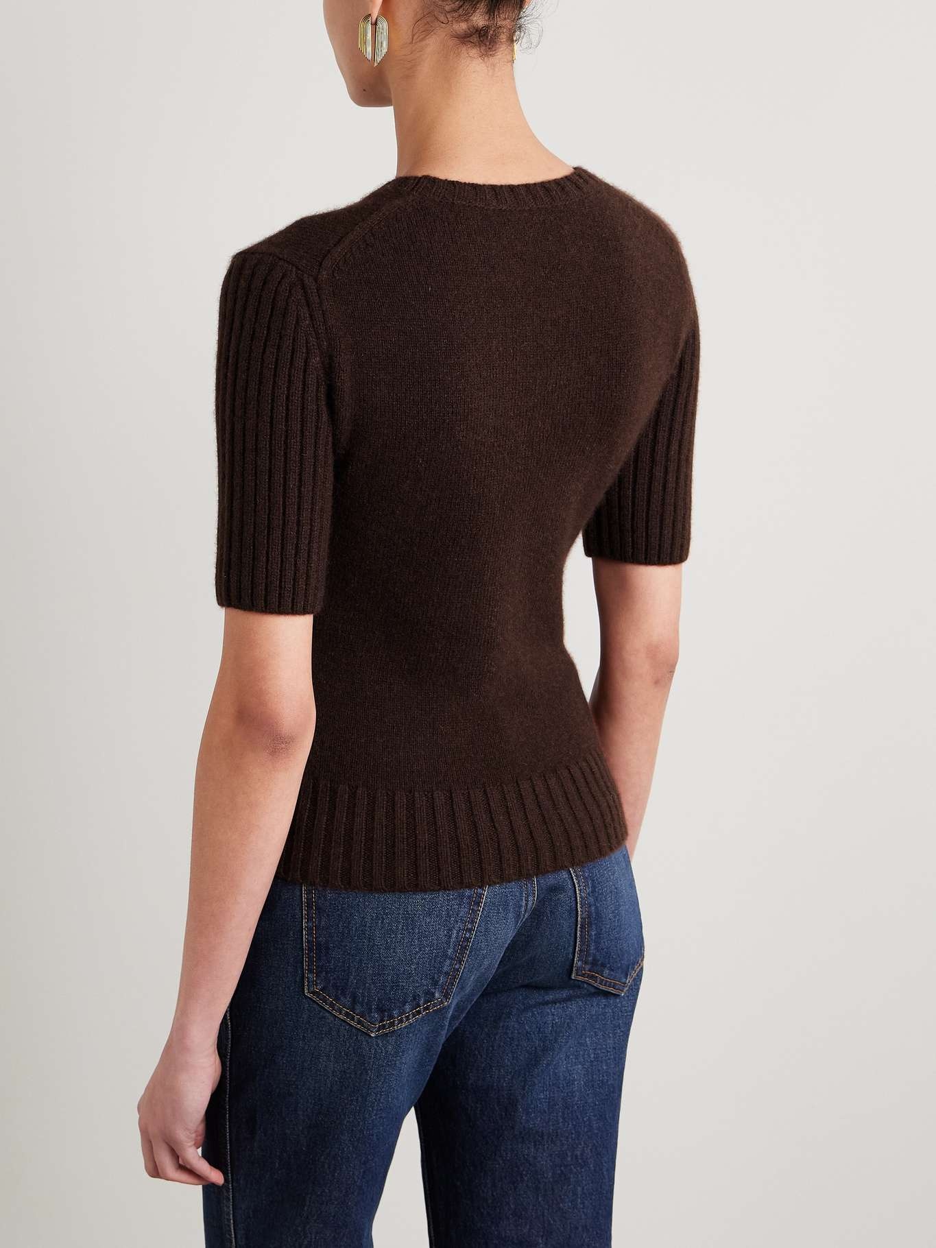 Mia ribbed cashmere sweater Brown - 3