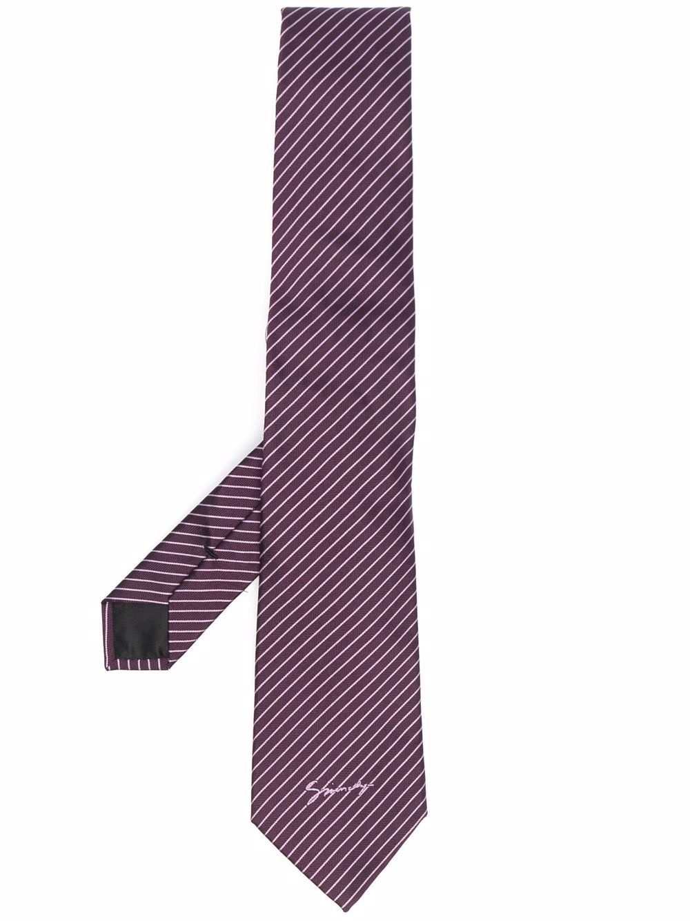 logo embroidered silk tie - 1