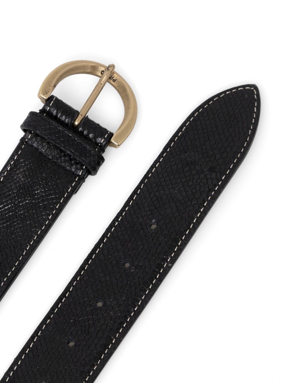 patterned-stitch leather belt - 2