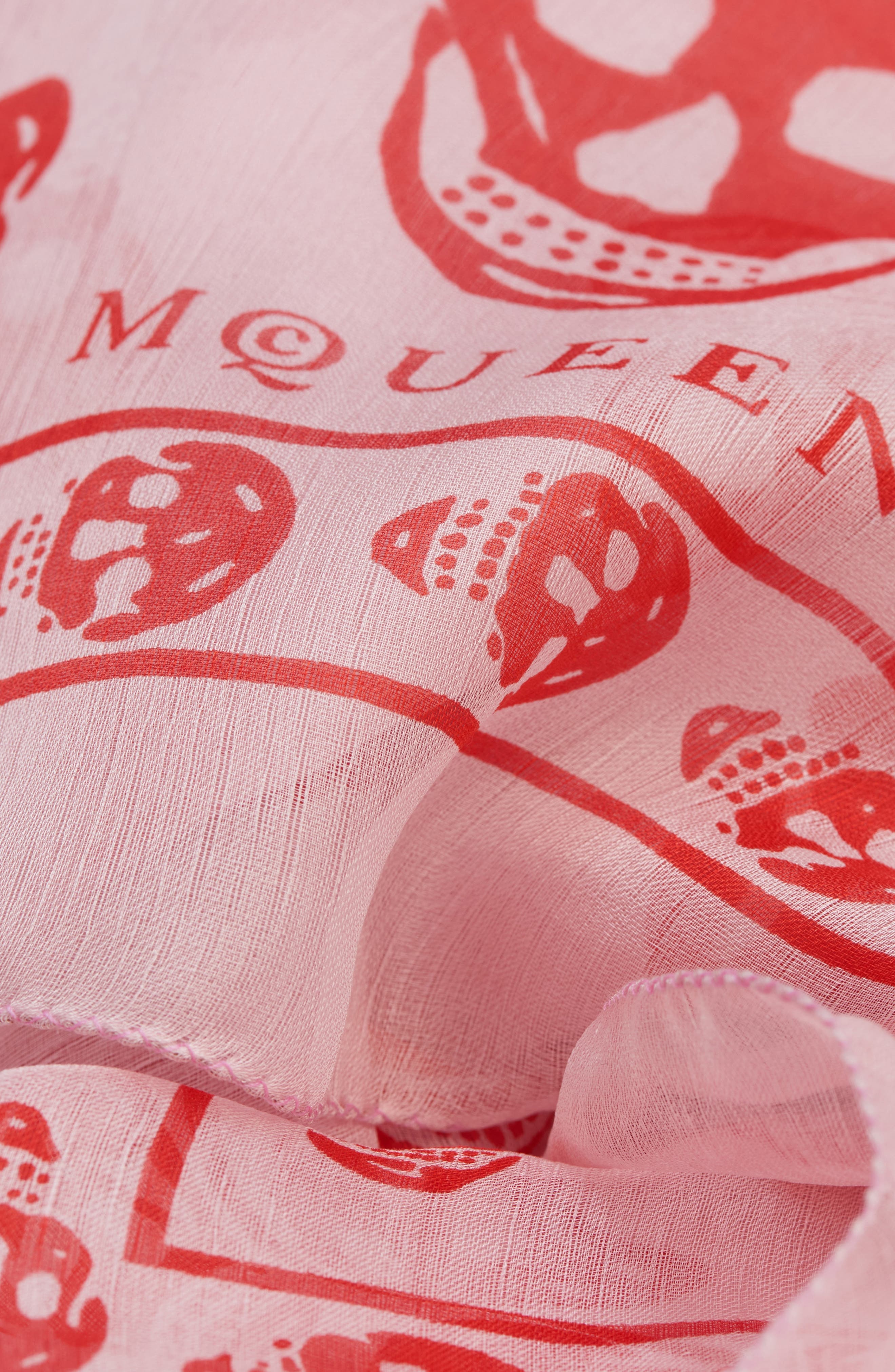 McQueen Skull Print Silk Scarf in Rose/Red at Nordstrom - 4