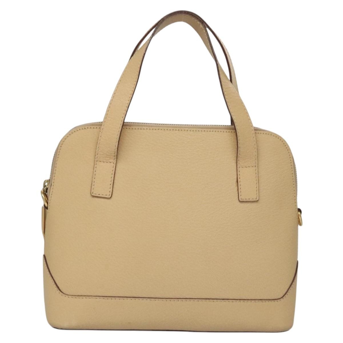 CELINE Hand Bag Leather Beige Gold - 13
