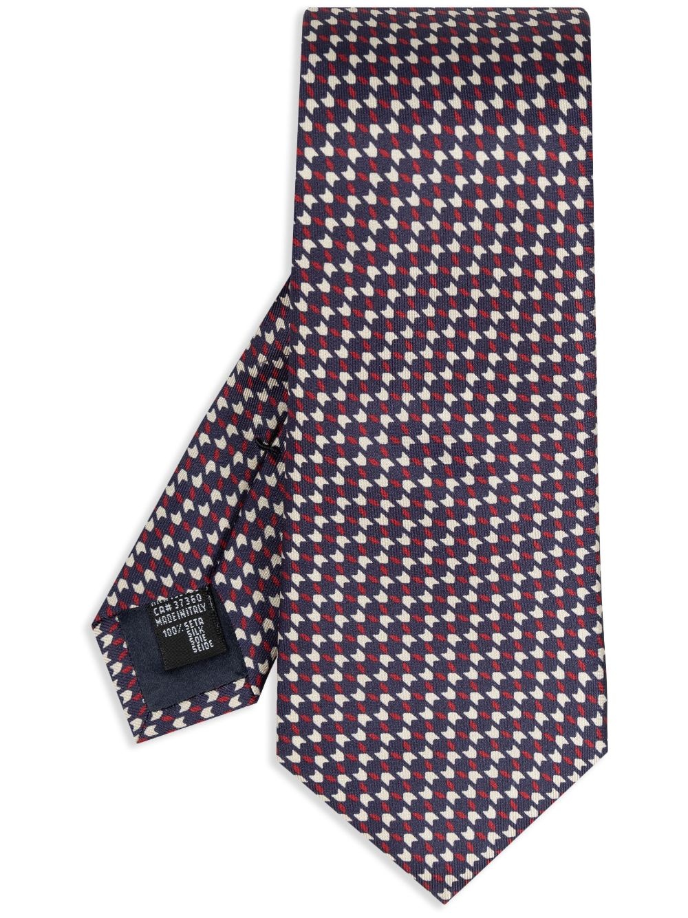 geometric-pattern silk tie - 1