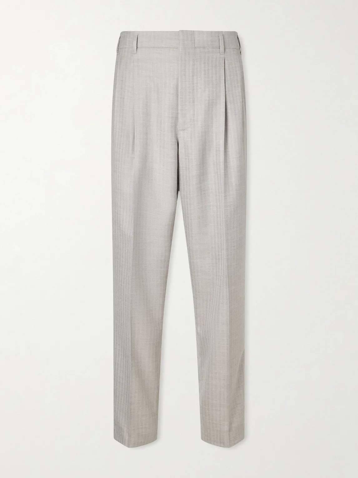 Tapered Pleated Cashmere and Silk-Blend Suit Trousers - 1
