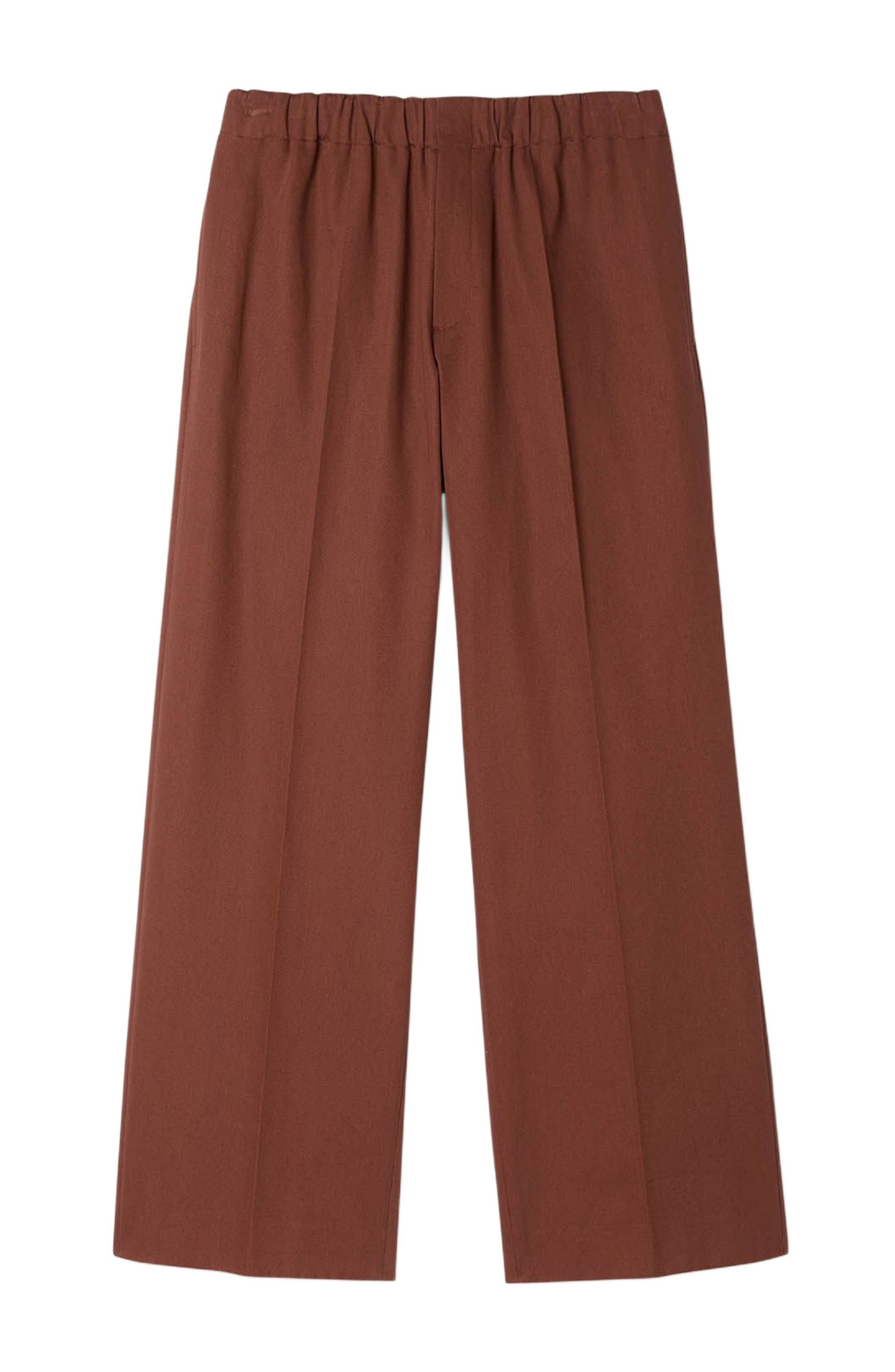 SANDRO Elasticated wide-leg cotton trousers in Terra at Nordstrom - 5