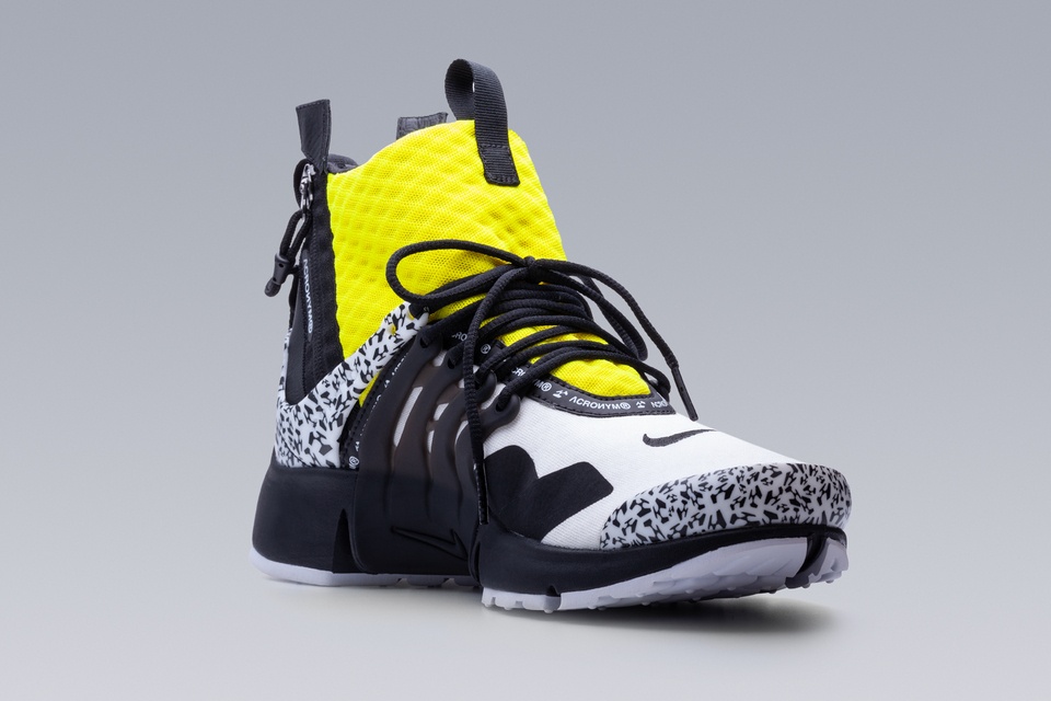 APM2-100 Nike® Air Presto Mid / Acronym® White/Dynamic Yellow/Black - 6