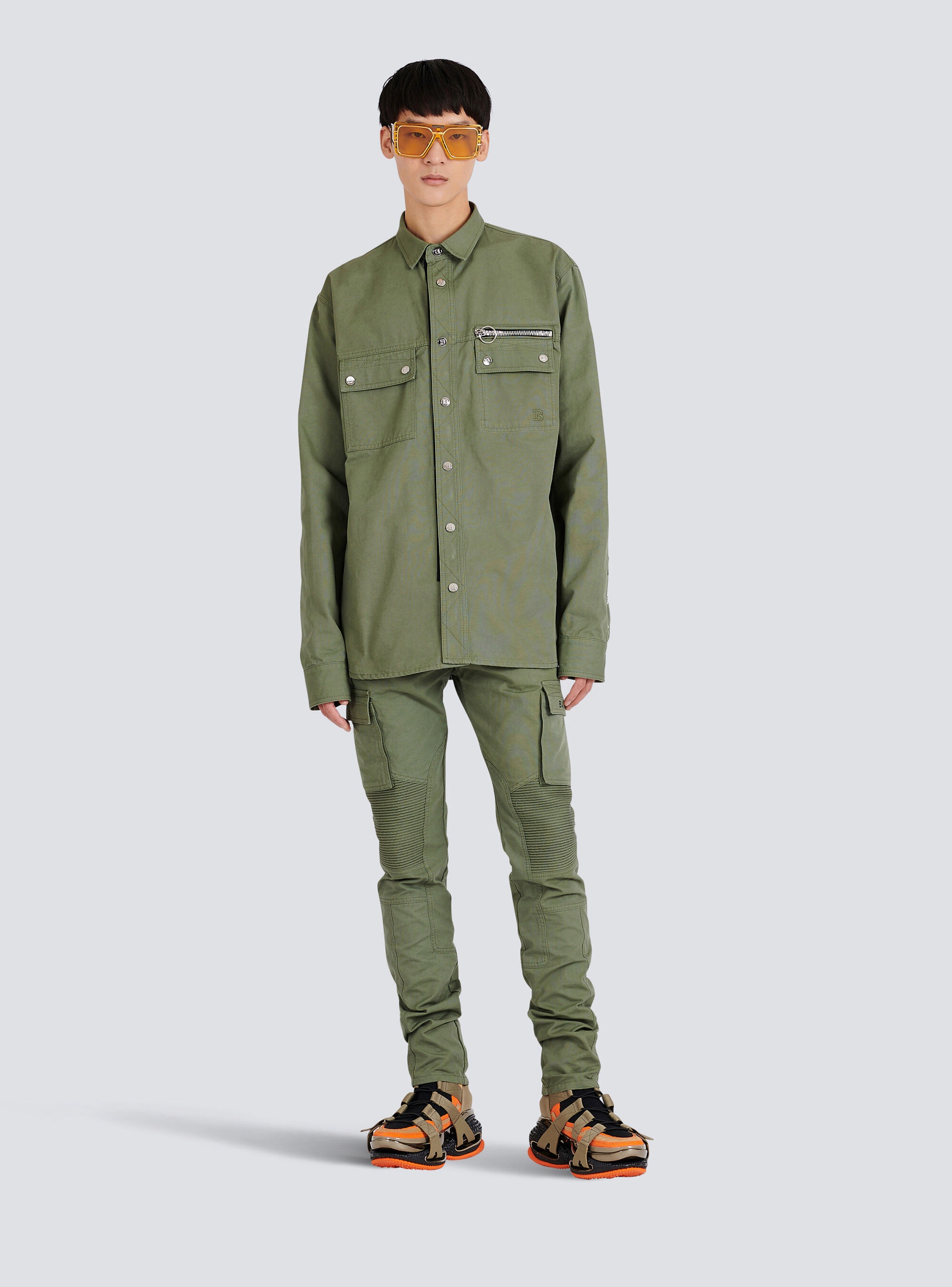 Cotton shirt with embroidered Balmain logo - 2