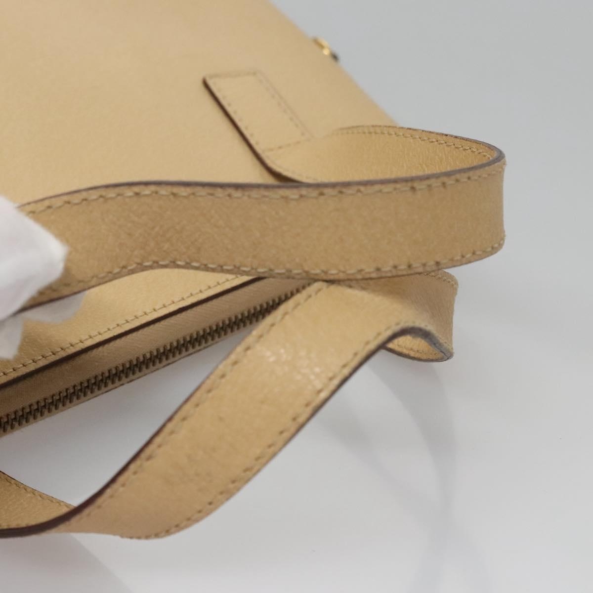 CELINE Hand Bag Leather Beige Gold - 7