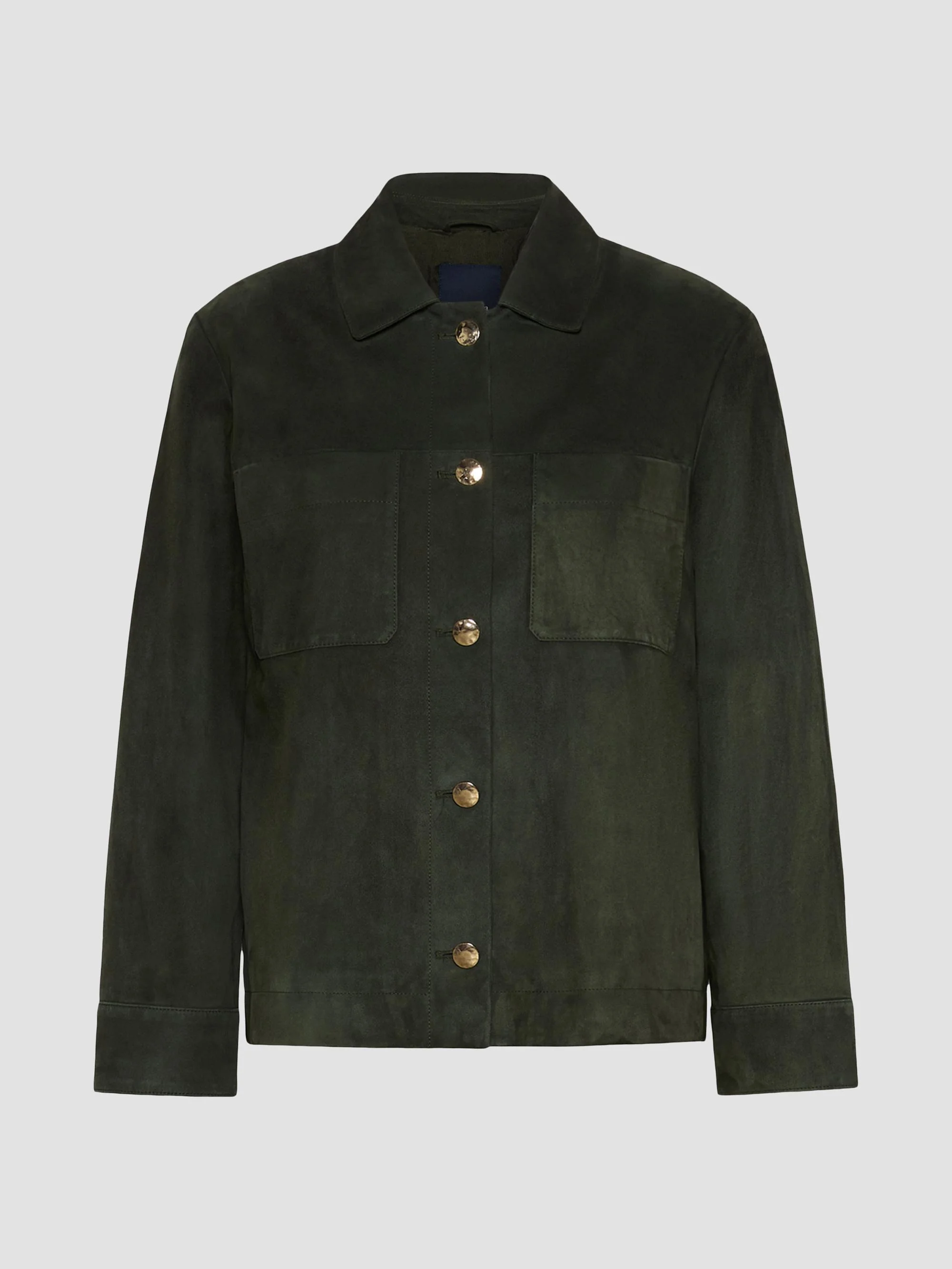 Women's Suede Shirt Jacket - Green - 1