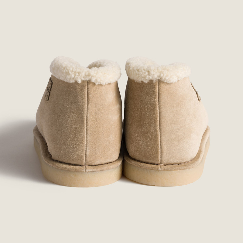 Miu Miu Suede and shearling slip-on booties outlook