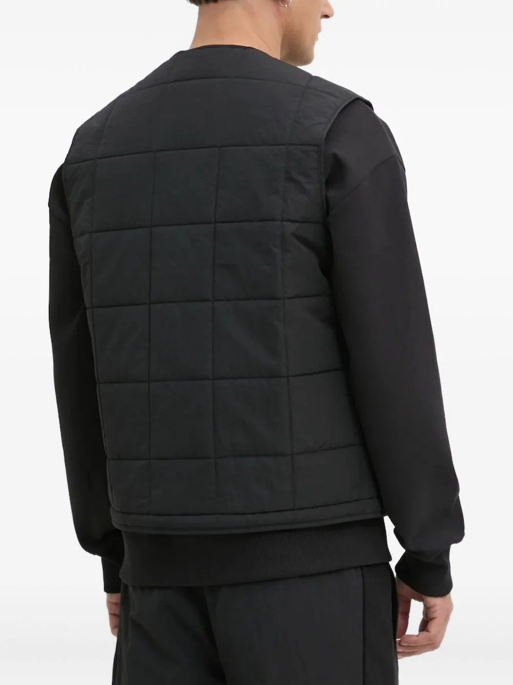 quilted logo-patch vest - 1