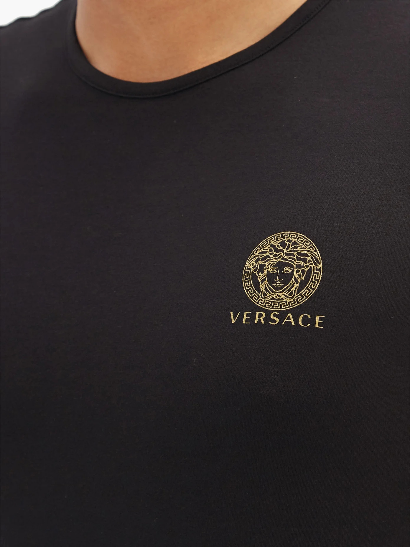 Medusa-logo V-neck cotton-blend T-shirt - 3