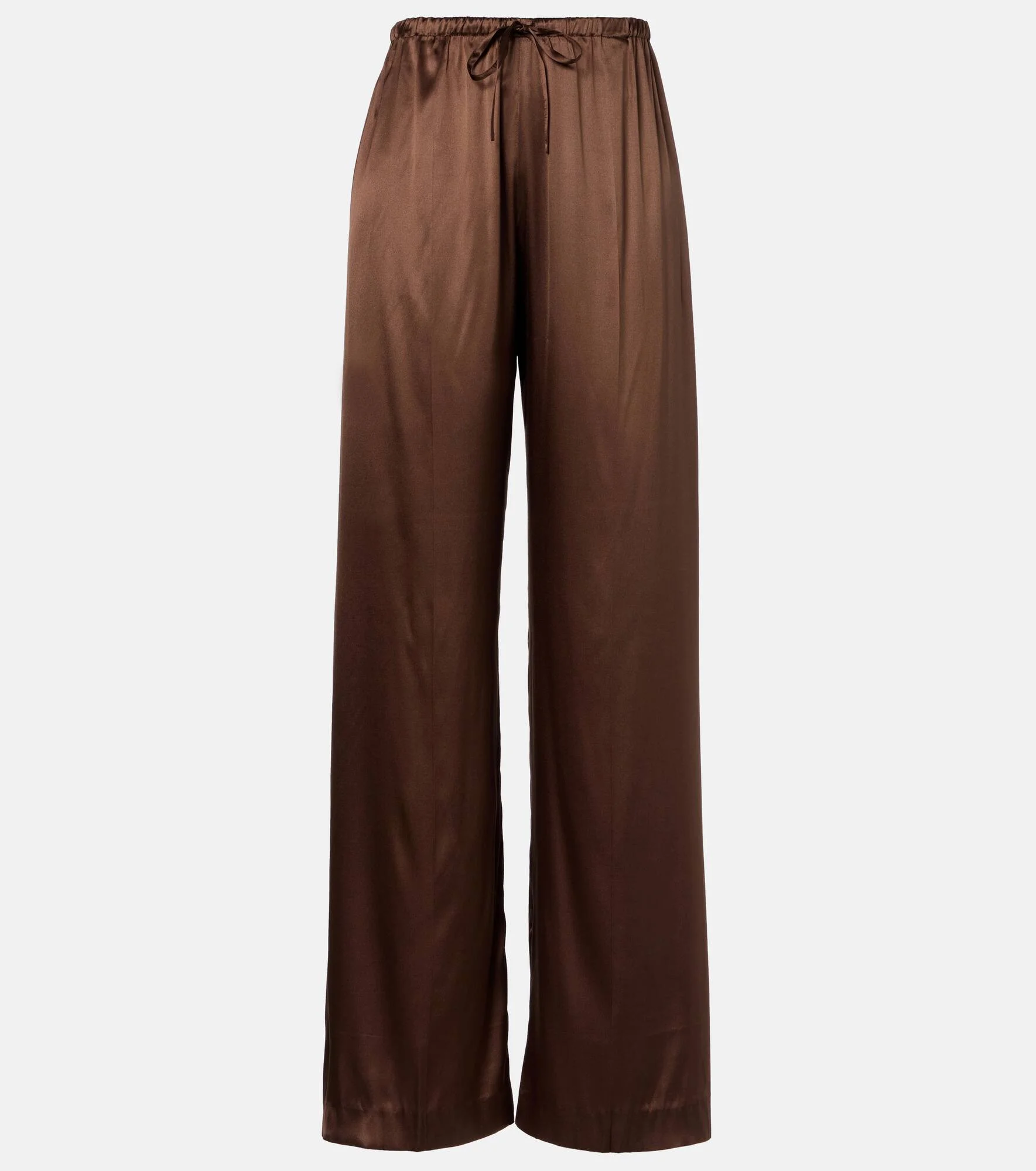 Mid-rise silk-blend straight pants - 1