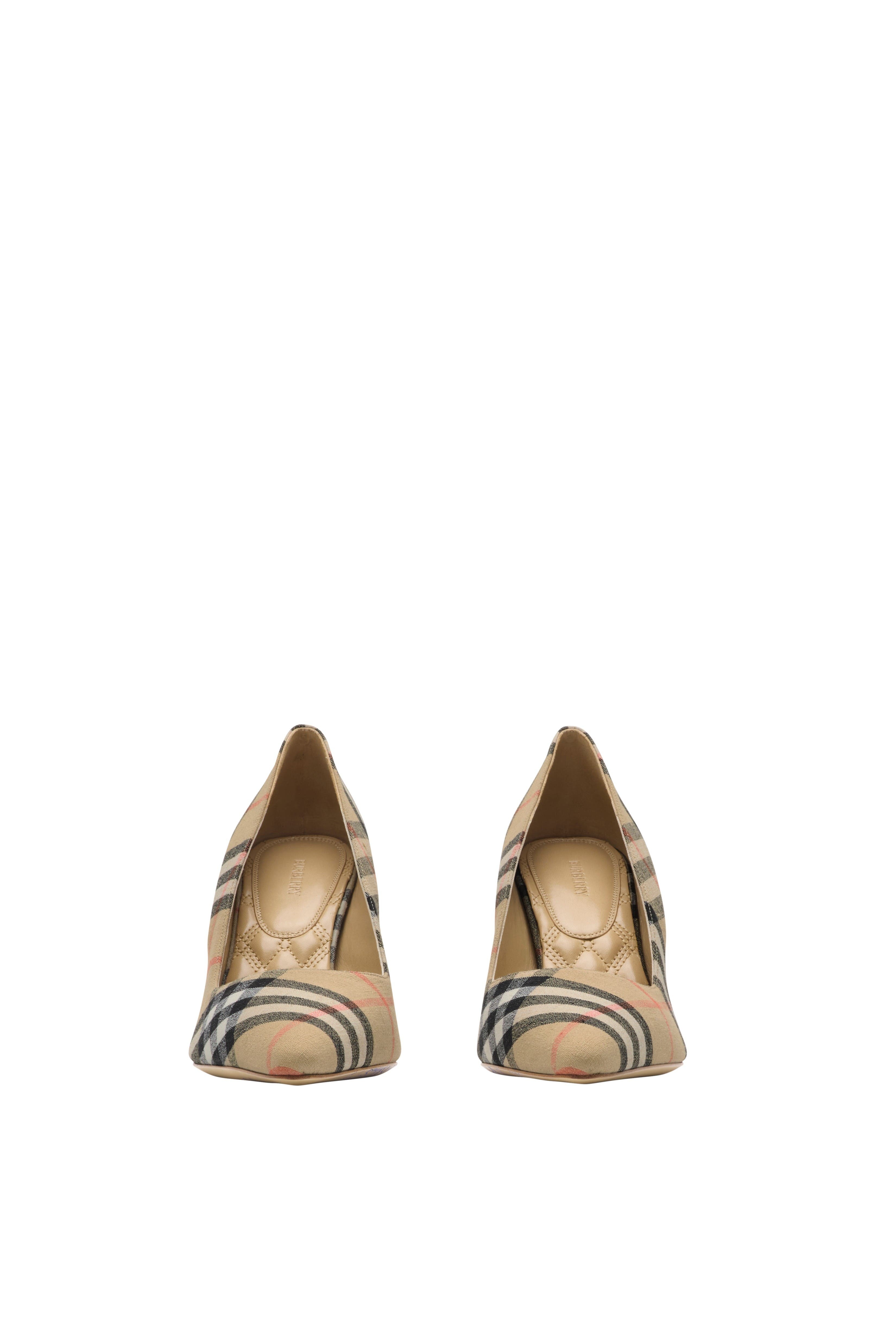 burberry Check Linen Blend Dame Pumps in Sand at Nordstrom - 3