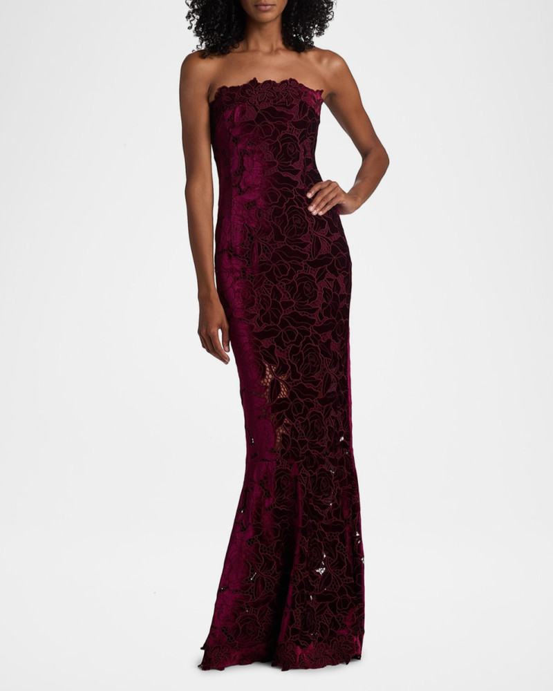 GENERATION LOVE Tamara Strapless Velvet Lace Gown outlook