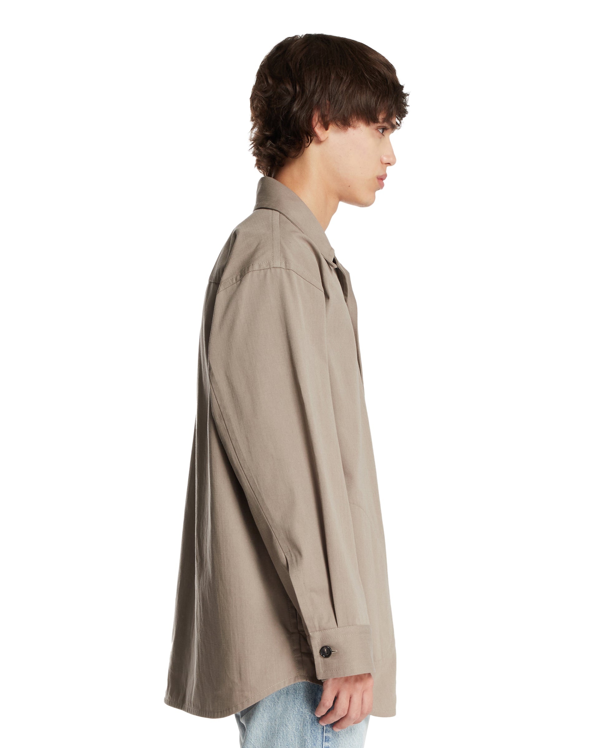 Gray Cotton Twill Overshirt - 5