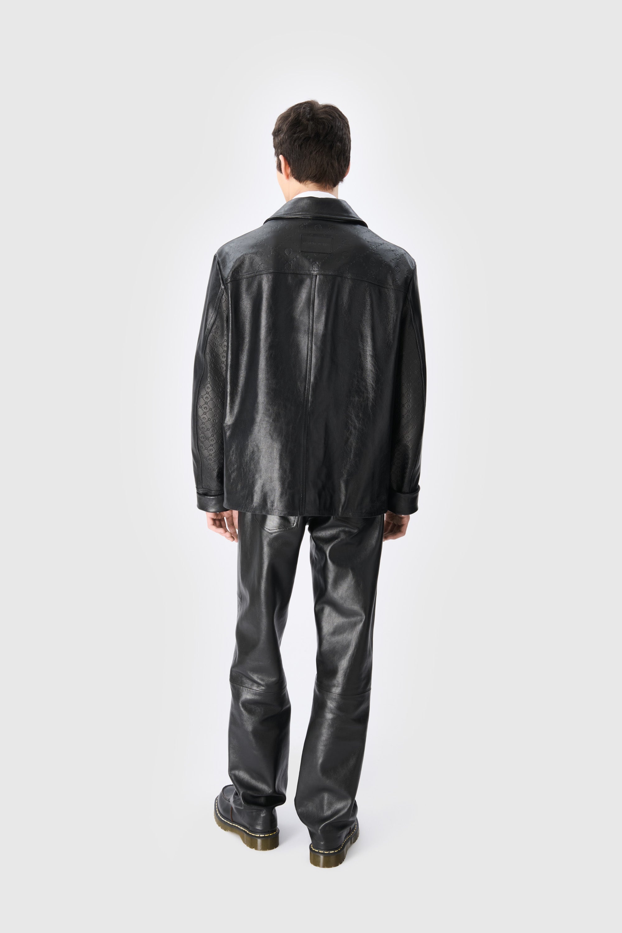 Moonogram Embossed Leather Boxy Jacket - 8