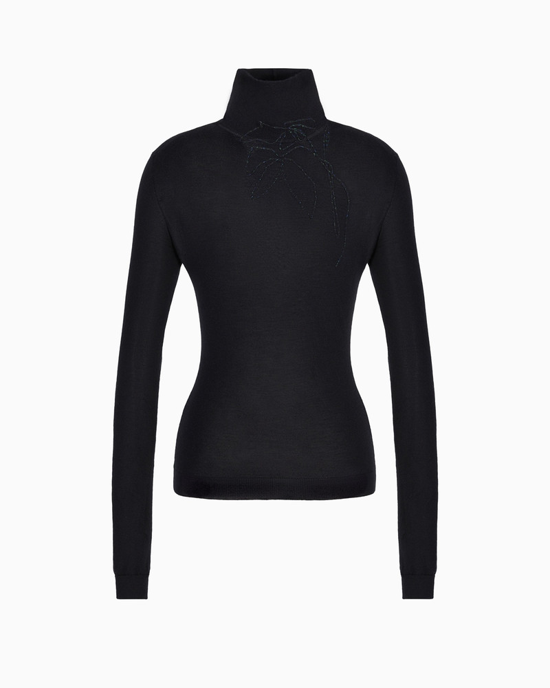 EMBROIDERED CASHMERE AND SILK MOCK-NECK JUMPER 1