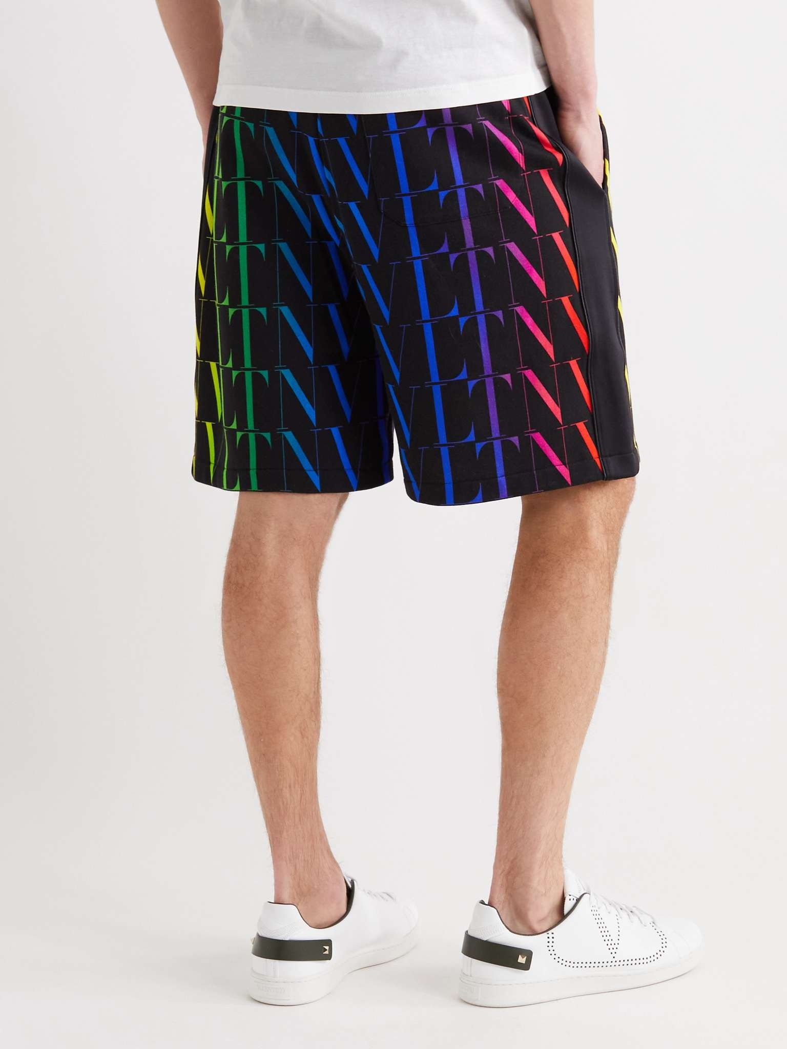 Logo-Print Loopback Cotton-Blend Jersey Drawstring Bermuda Shorts - 4