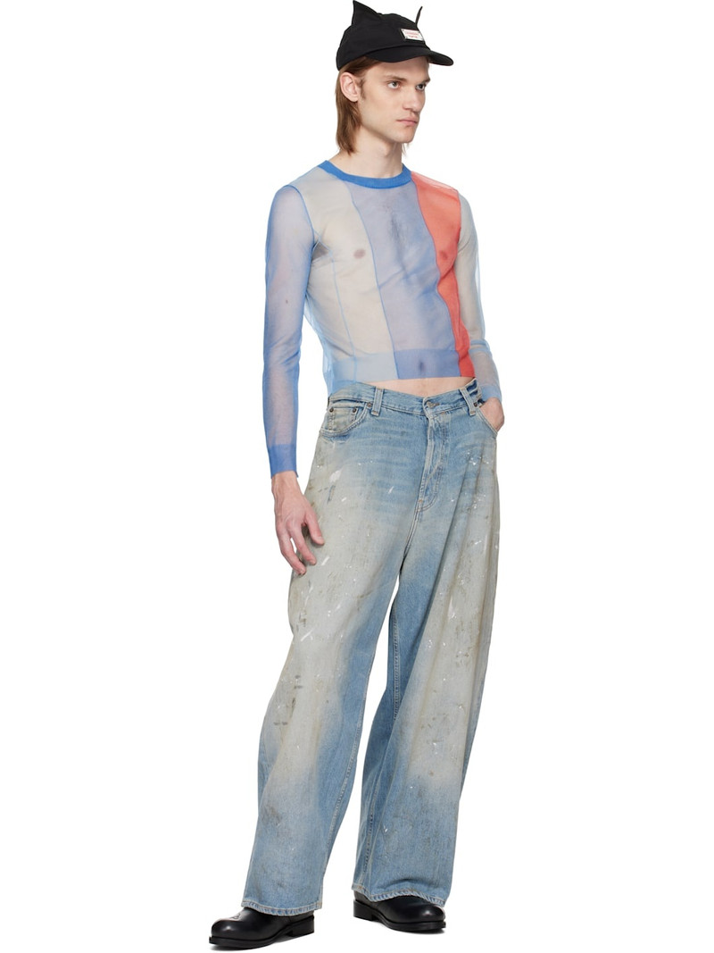 CHARLES JEFFREY LOVERBOY Blue Sheer Sweater outlook