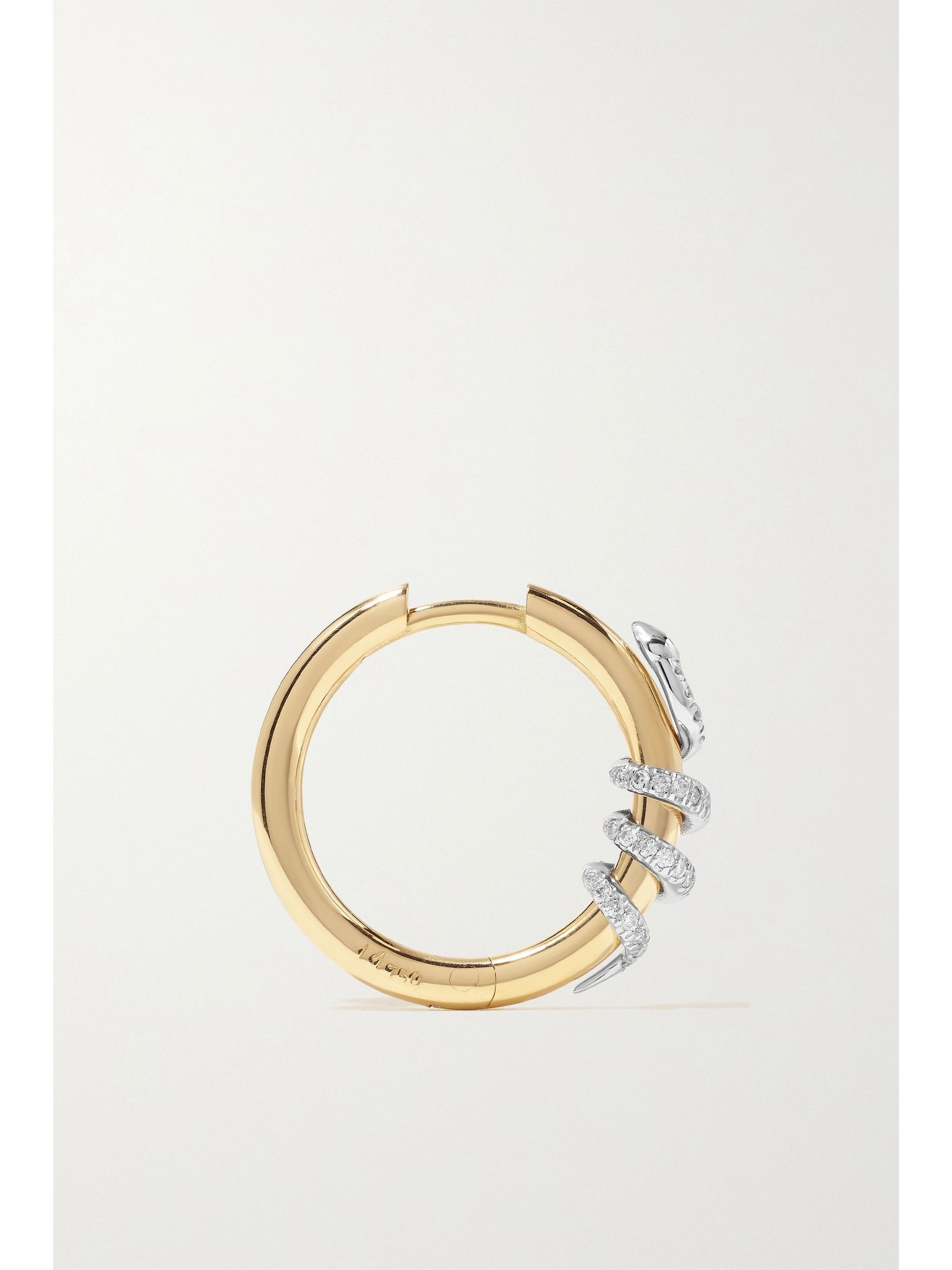 Twisted Boa 18-karat gold diamond hoop earrings Gold - 3