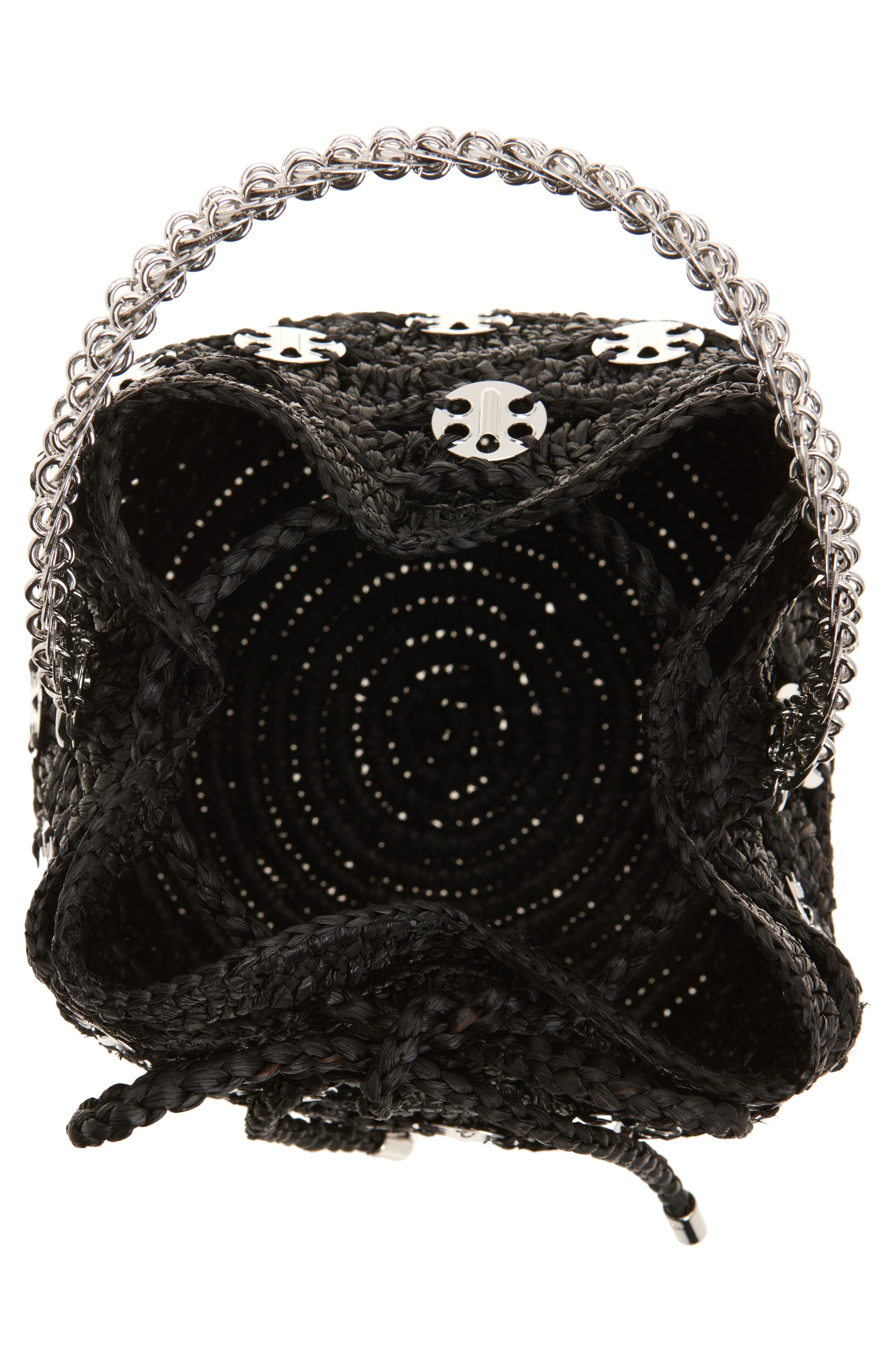 Rabanne Disc Raffia Bucket Bag in Black /Silver at Nordstrom - 5