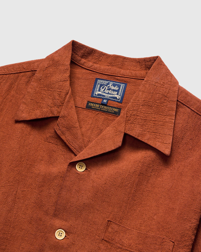 "Amami Mud-Dyed" Cotton-Linen Shirt in Brown 4