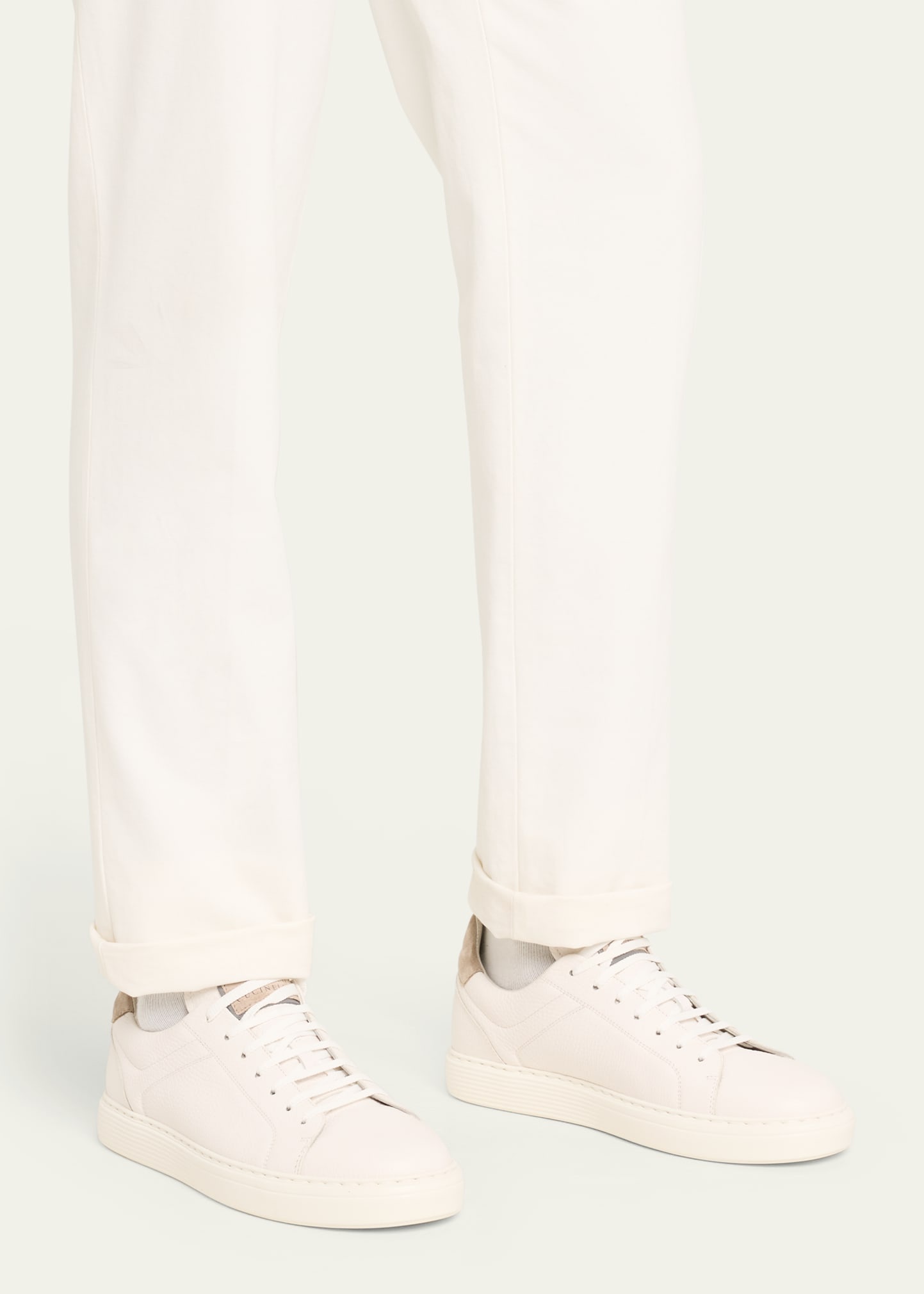 Men's Grained Calfskin Low-Top Sneakers - 2