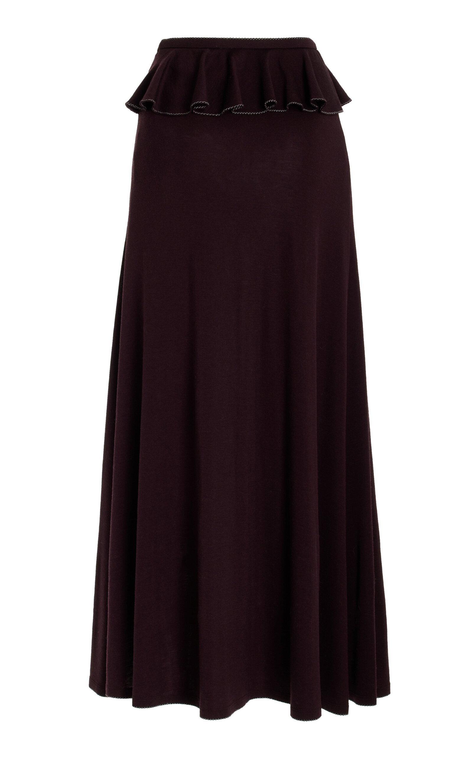 Laila Ruffled Wool Knit Maxi Skirt brown - 2