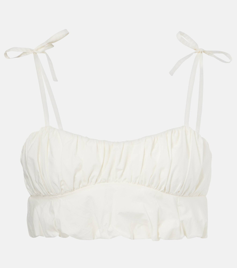 Gathered cotton poplin crop top 1