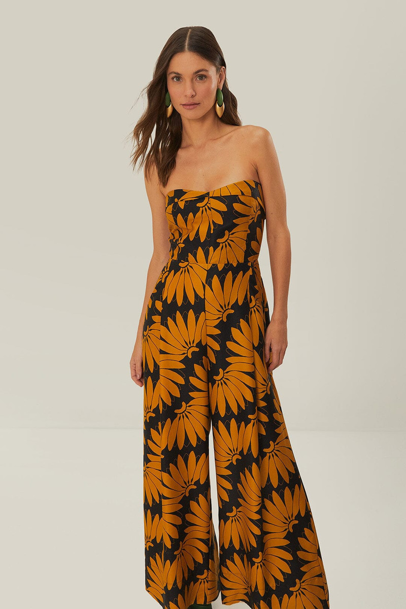 FARM RIO Yellow Copabanana Strapless Jumpsuit outlook